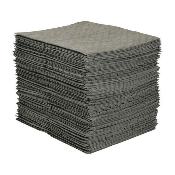 Brady Sorbent Pad, 20 gal, 15 in x 19 in, Universal, Gray, Polypropylene MRO300