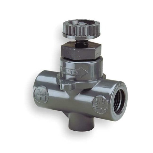 Hayward Flow Control Needle Valve, Straight, 1/2", PVC/FPM, Threaded NVA1050T