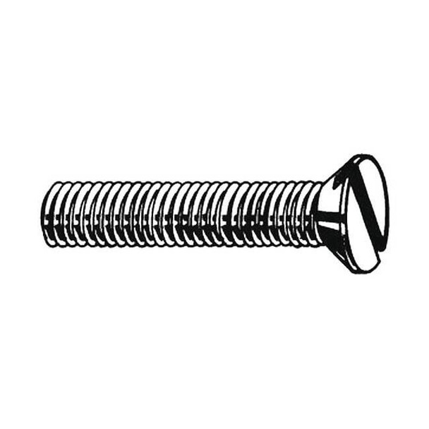 #6-32 x 1-1/2 in Slotted Flat Machine Screw, Plain 18-8 Stainless Steel, 100 PK