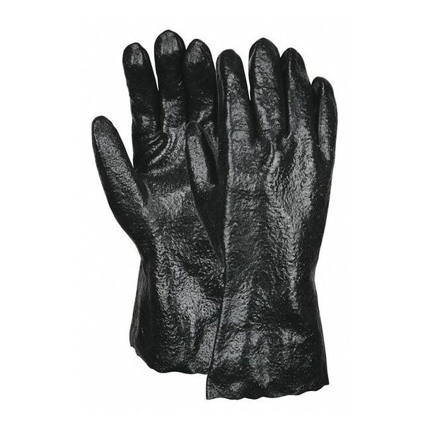 6212R Chemical Resistant Gloves, PVC, 12 in L, Not Rated, Black, L, 12 PK