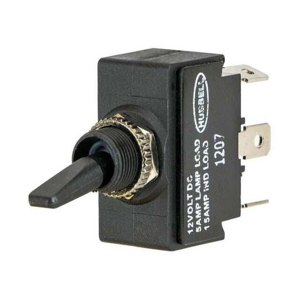 Marine Toggle Switch, DPDT, 6 Connections, On/Off/On, 15A at 12VDC