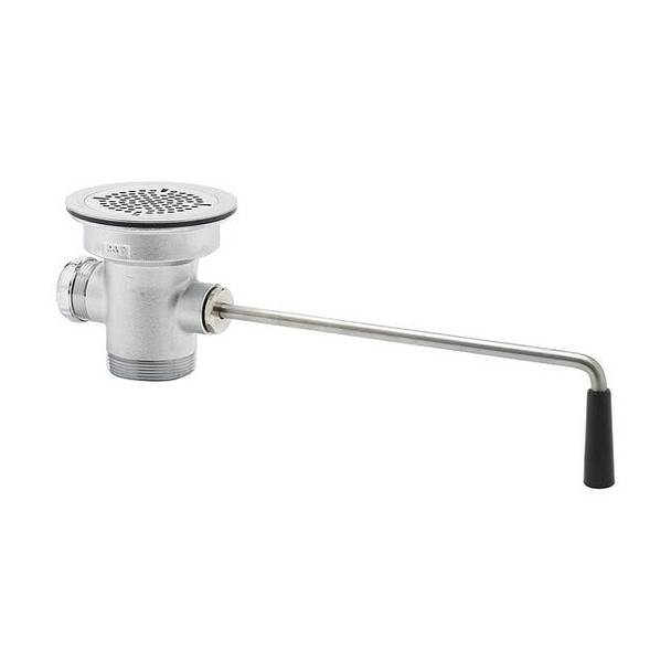 T&s Brass Twist Handle Waste Valve, 2" Pipe Dia., Brass B-3952
