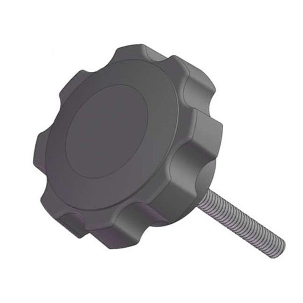 Fluted Knob with Screw, 1/4-20 Thread Size, 1.00"L, Steel