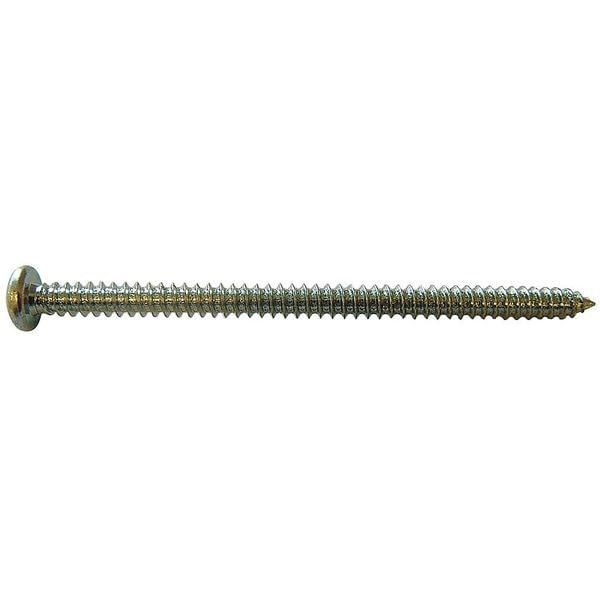 Sheet Metal Screw, #8 x 3 in, Zinc Plated Steel Pan Head Phillips Drive, 100 PK
