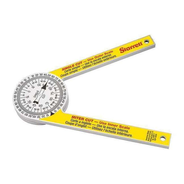 Starrett Miter Protractor,Plastic,7 In,360 Deg 505P-7
