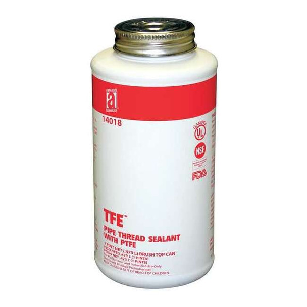 Pipe Thread Sealant 19.2 fl oz, Brush-Top Can, TFE, Off-White, Paste