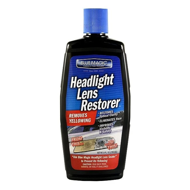 Blue Magic Headlight Lens Restorer,8 Oz,Bottle,Blue 725-06