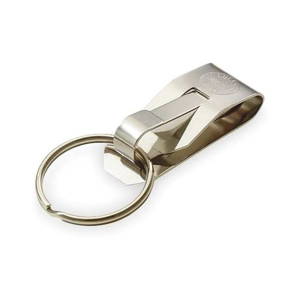 Belt Key Holder, Silver, Stainless Steel, Clip-On Belt Hook, Nickel Plated