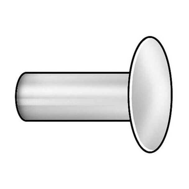Semi-Tubular Rivet, Truss Head, 3/16 in Dia., 5/8 in L, Aluminum Body, 100 PK