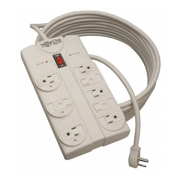 Tripp Lite Outlet Strip, Surge, 8 5-15R, 5-15P, 25 ft., White TLP825