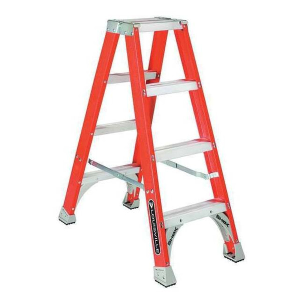 Louisville 4 ft Fiberglass Twin Stepladder, 300 lb Capacity FM1504