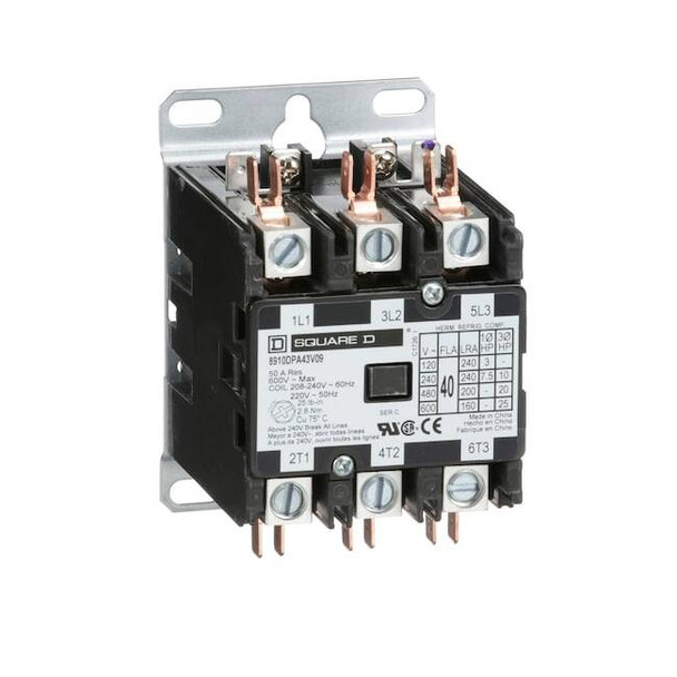 Definite Purpose Magnetic Contactor, 208V-240V AC, 3 P, Non-Reversing, 3 Phase
