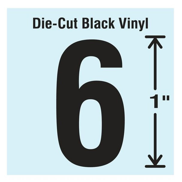 Stranco NumberLabel,Vinyl,1inH,5/8inW,PK10 DBV-1-6-10
