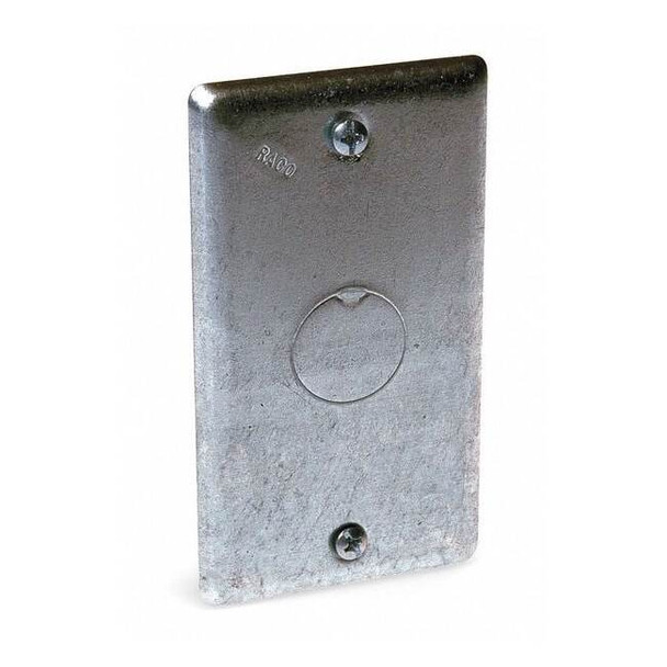 Box Cover, Square Box Type, 1 Gang, Galvanized Zinc, KO Centered Cover Type
