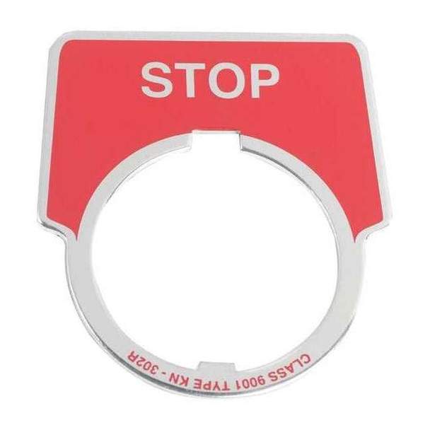 Schneider Electric LegendPlate,Stop,Silver/Red,Half-Round 9001KN302