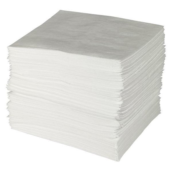 Brady Sorbent Pad, 23 gal, 15 in x 19 in, Oil, White, Polypropylene ENV300