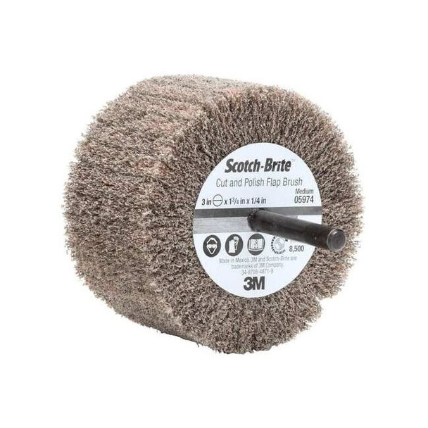 Scotch-Brite Flap Wheel, NonWovn, AO, 3x1.75x1/4 Shk, MED 7100050520