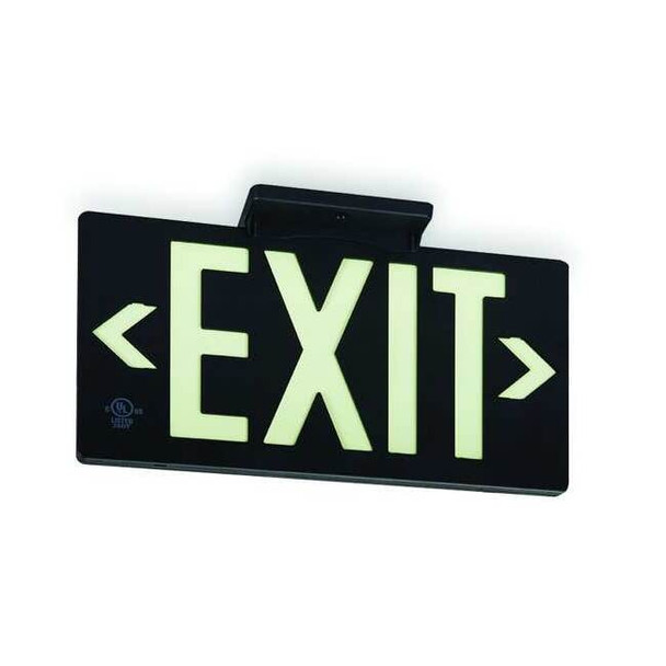 Exit Sign, Plastic, 15-3/8" W, 8-3/4" H, Exit (Double Arrows), Black