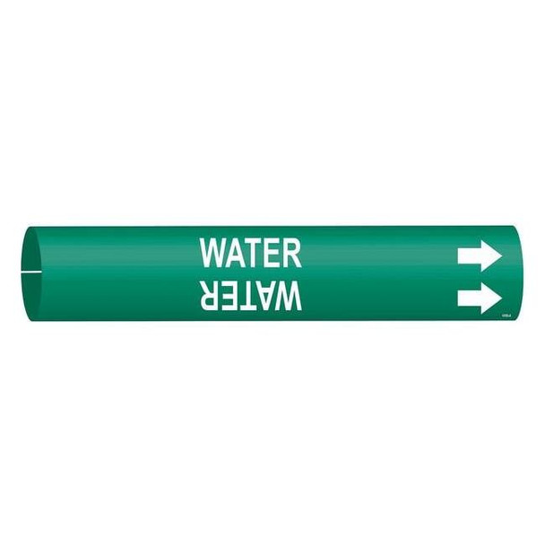 Brady Pipe Marker,Water,Green,3/4 to 1-3/8 In 4155-A