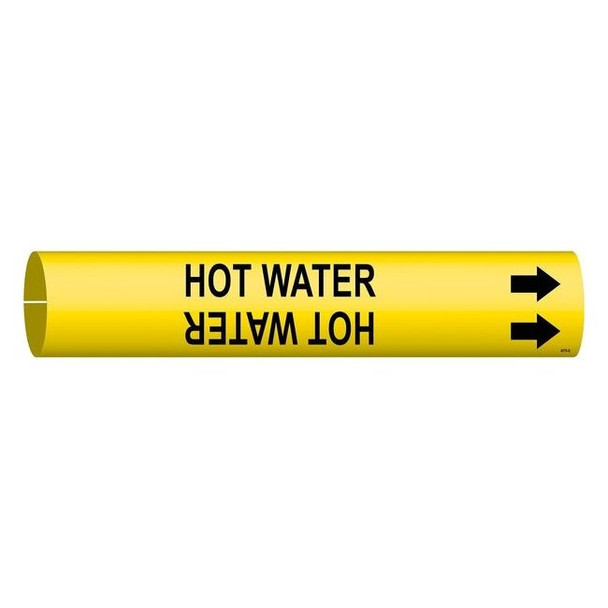 Brady Pipe Marker,Hot Water,Y,1-1/2 to2-3/8 In, 4079-B 4079-B