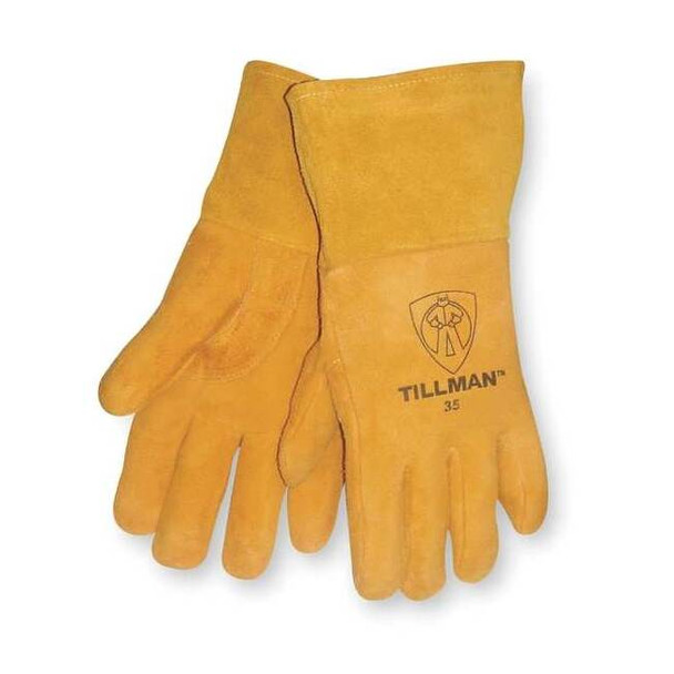 Welding Gloves, Gauntlet Cuff, Wing Thumb, A Leather Cowhide, M, 1 PR