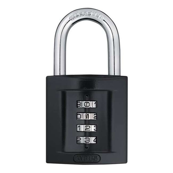 Abus Combination Padlock, Front, Black/Silver 158/50