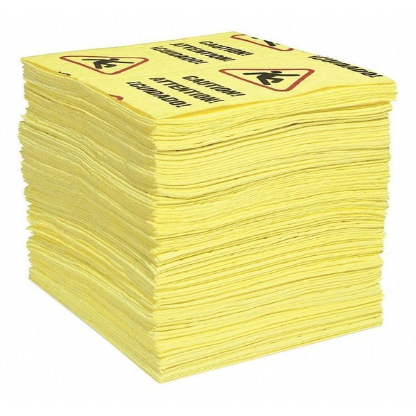 Sorbent Pad, 29 gal, 15 in x 19 in, Universal, Yellow, 100 PK