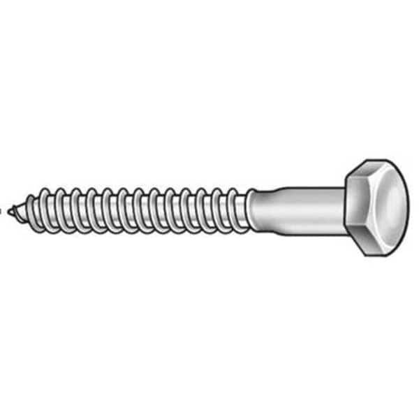 Lag Screw, 3/8 in, 5 in, Steel, Zinc Plated Hex External Hex Drive, 50 PK