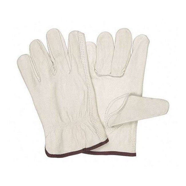 Leather Drivers Gloves, Slip-On, Keystone Thumb, Gunn Cut, Beige, XL 12 PK