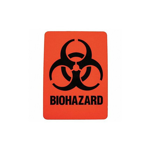 Brady DOT Handling Label, Biohazard, Polyester, 2" W, 2-7/8" H 18765LS