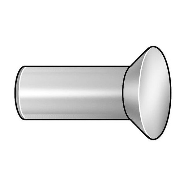 Solid Rivet, Countersunk Head, 0.1875 in Dia., 0.375 in L, Steel Body, 275 PK
