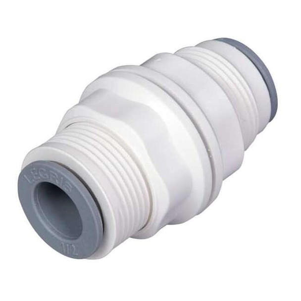 Push-Fit Union Fitting, 1/2 in Tube Size, Bio-Based Nylon, White, 5 PK