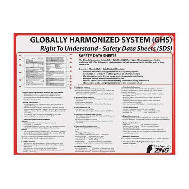 Zing Poster, Right To Understand - SDS Training, Plastic, 24 in W, 18 in H 6038
