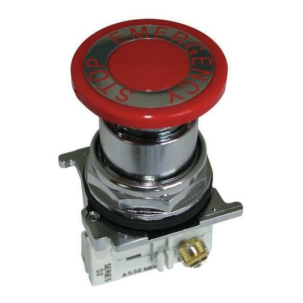 Cutler-Hammer Emergency Stop Push Button, Red, Contact Form: 1NO/1NC