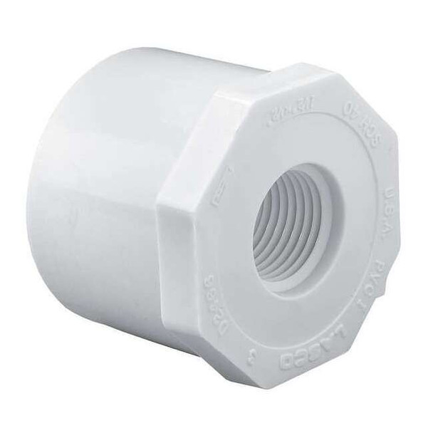 PVC Reducing Bushing, Spigot x FNPT, 2 in x 1 1/4 in Pipe Size