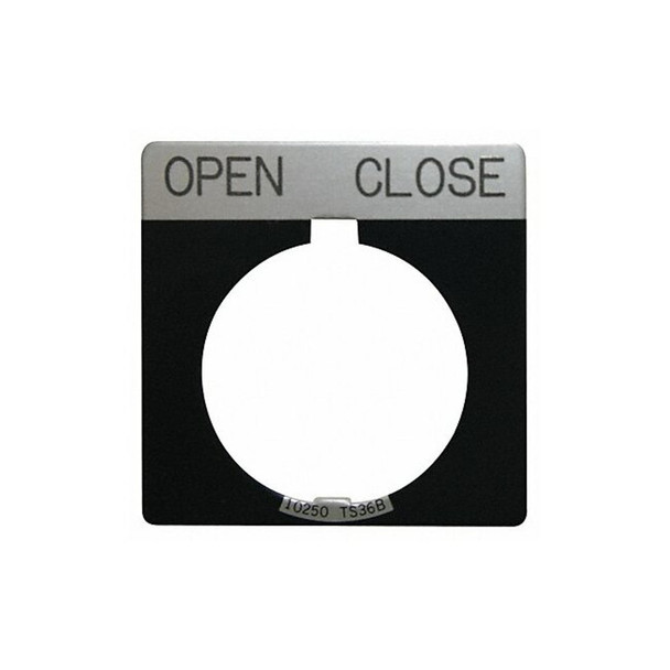 Eaton Legend Plate,Square,Open Close,Black 10250TS43