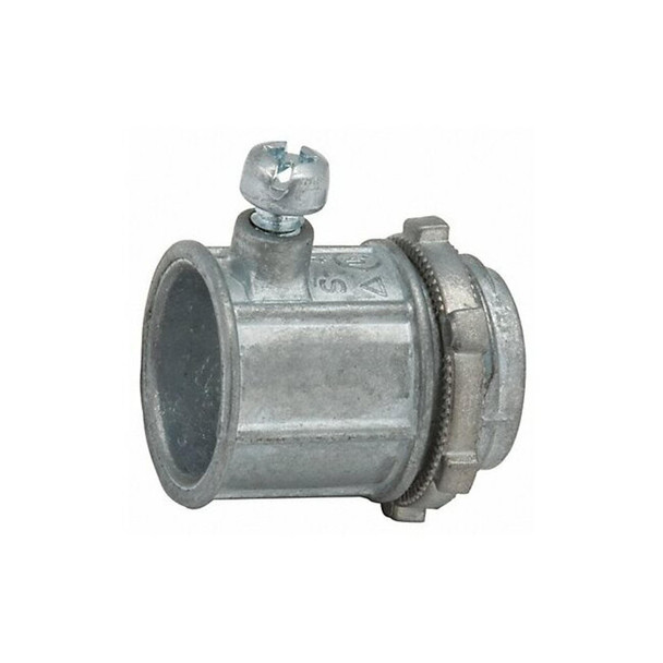 EMT Grounding Connector, 2 in, Set Screw, Zinc Alloy, Zinc Plated, Gray