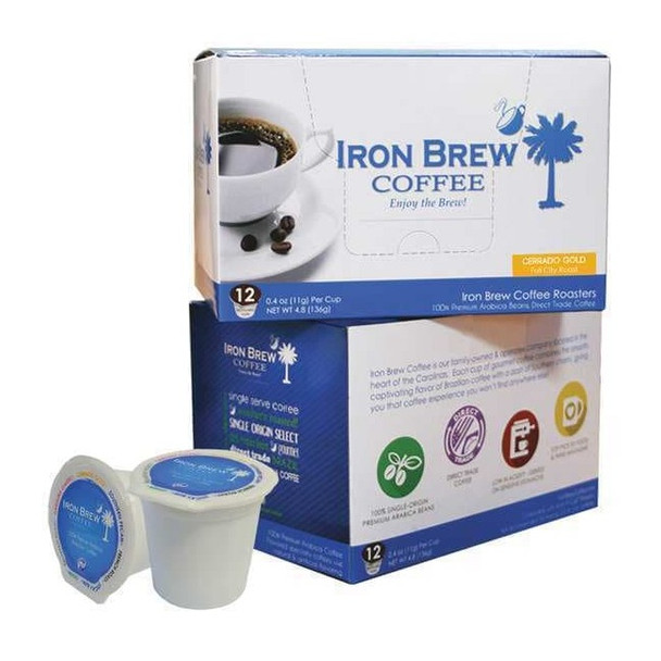 Iron Brew Coffee,0.12 oz. Net Weight,Ground,PK12 C-1CT-12CGSS