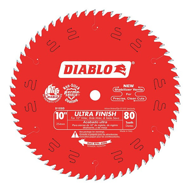 Diablo CircularSawBlade,Carbide,Dia:10" D1080X Diablo CircularSawBlade,Carbide,Dia:10" D1080X