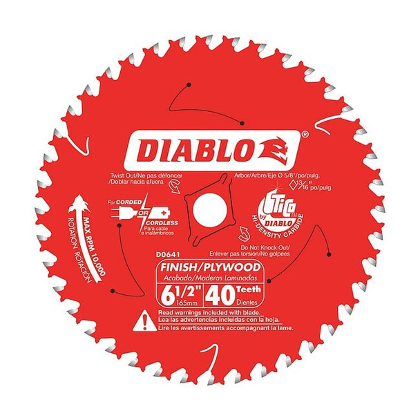 Diablo 6-1/2",40-Teeth Circular Saw Blade D0641X