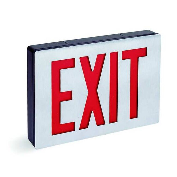 Exit Sign, Black, 2 Face(s), LED, Universal Mount, Not Battery Powered