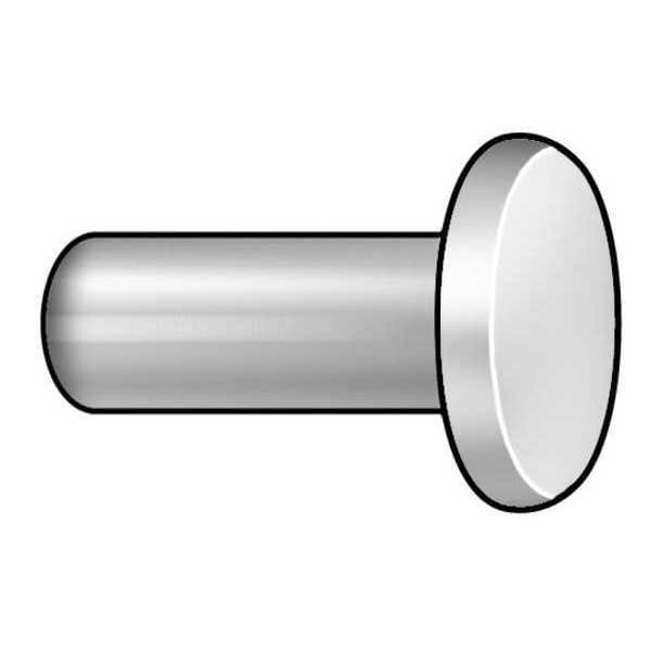Solid Rivet, Flat Head, 0.1875 in Dia., 0.75 in L, Aluminum Body, 100 PK
