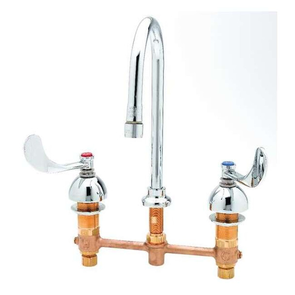 Manual Gooseneck Kitchen/Bathroom Faucet, 8" Mount, Chrome 3 Hole