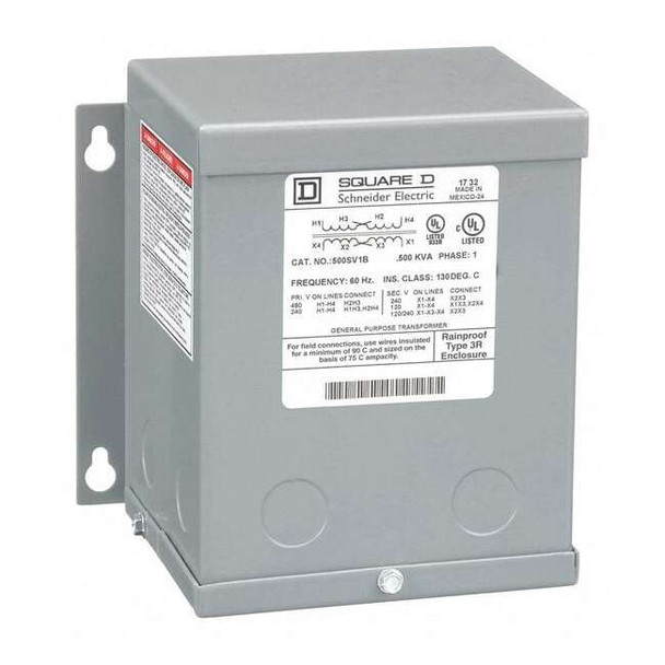 General Purpose Transformer, 500 VA, NEMA 3R, 120/240V AC, 240/480V AC