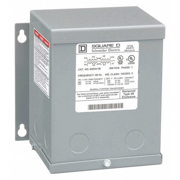 General Purpose Transformer, 500 VA, NEMA 3R, 120/240V AC, 240/480V AC
