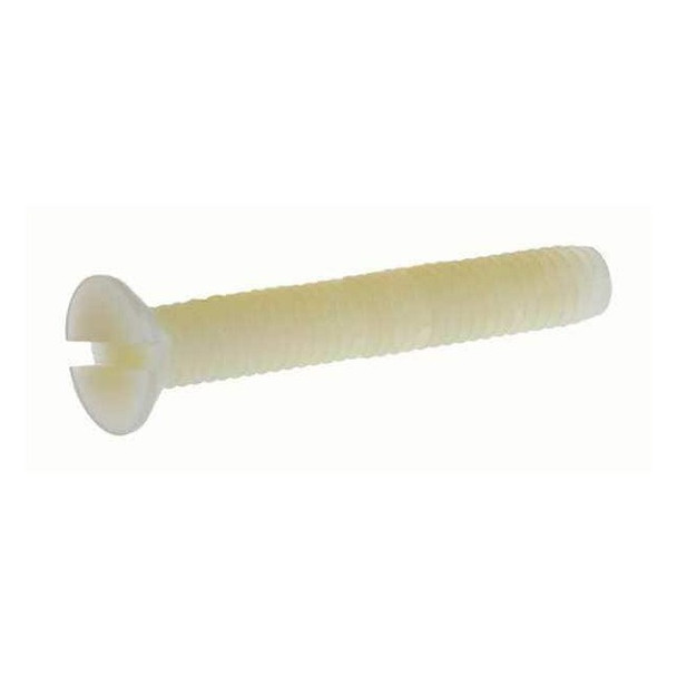 #4-40 x 11/64 in Slotted Flat Machine Screw, Plain Nylon 6/6, 50 PK