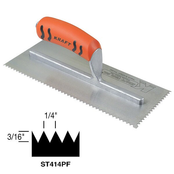 Superior Tile Cutter and Tools Trowel,11inL,4 1/2inW,Carbon Steel ST414PF