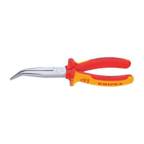 8 in Bent Long Nose Plier,Side Cutter Multi-Component Grip Handle