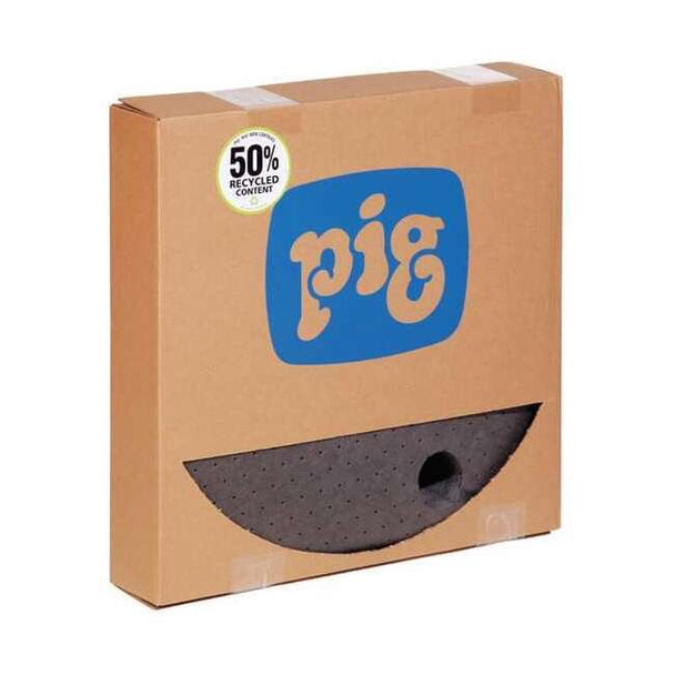 Pig Sorbent Pad, 7 gal, 22 in Dia., Universal, Gray, Polypropylene MAT208