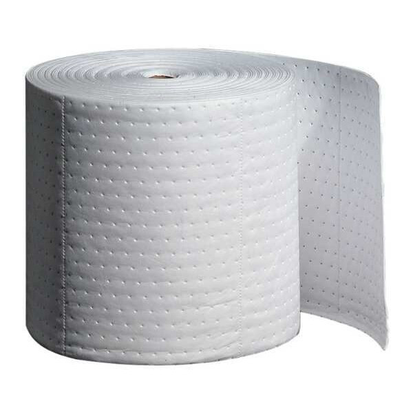 Pig Sorbent Roll, 16 gal, 15 in x 150 ft, Oil, White, Polypropylene MAT446